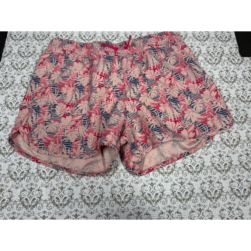 Columbia Shorts Women Size Medium Pink Blue Floral Tropical Hawaiian Drawstring